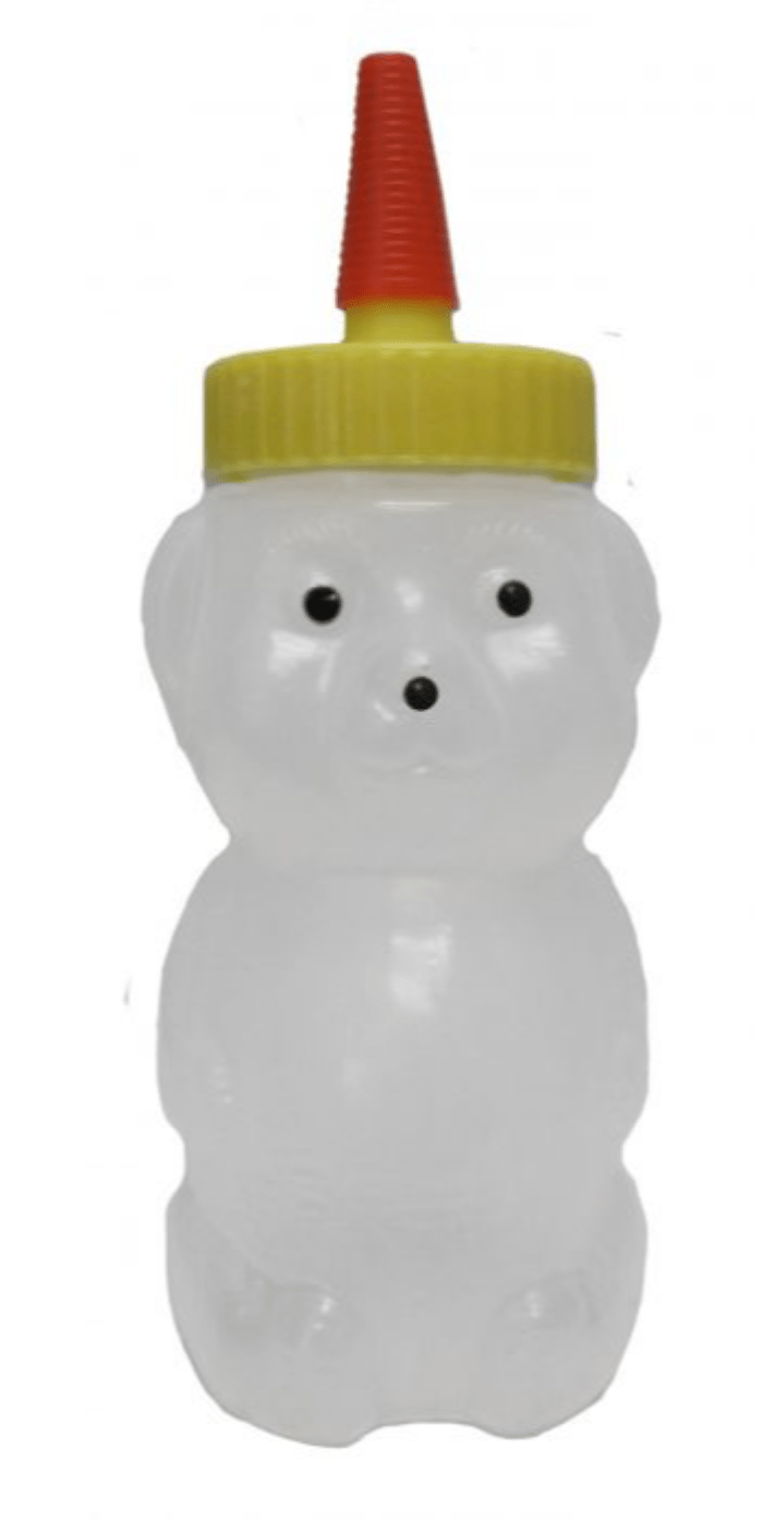 12 oz Opaque Squeeze Bear with Spout Cap Lids & Collars - Bitterroot Buzz Bees