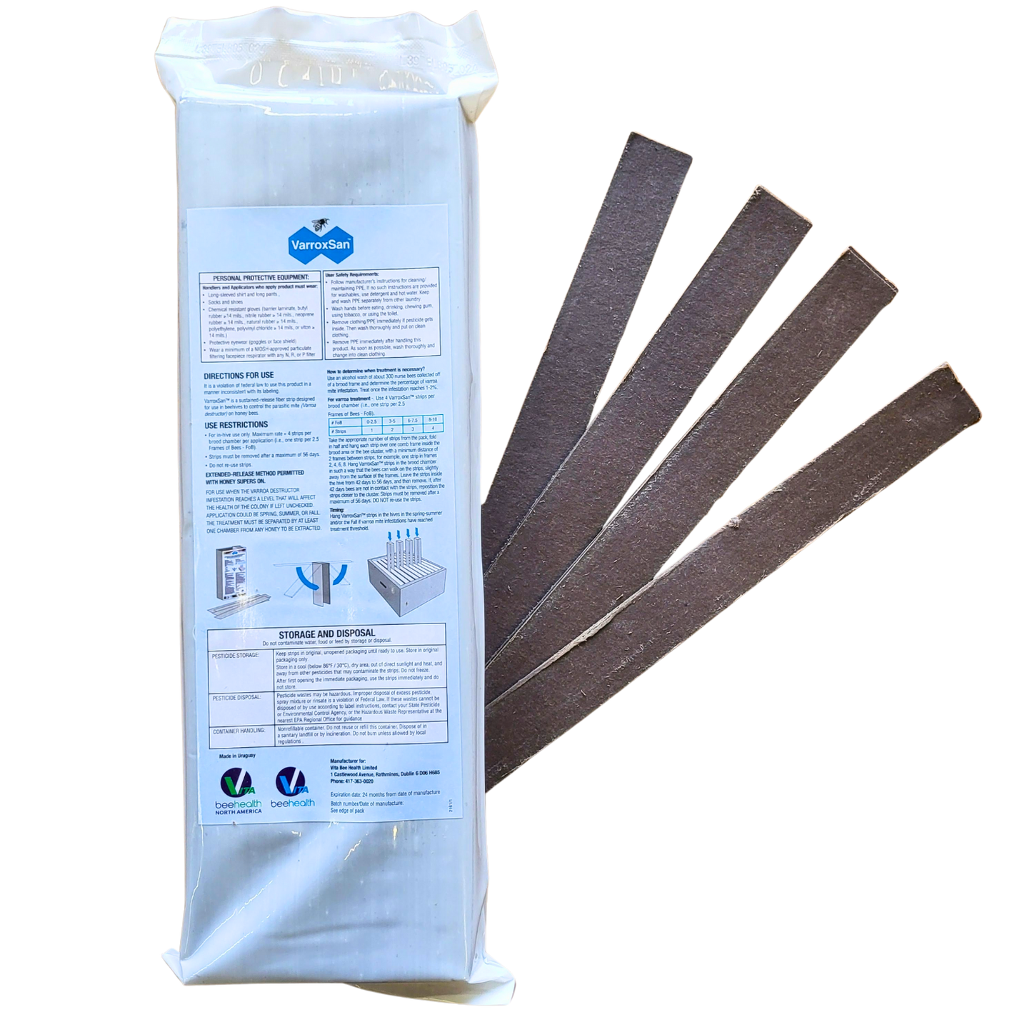 Oxalic acid strips for varroa mites