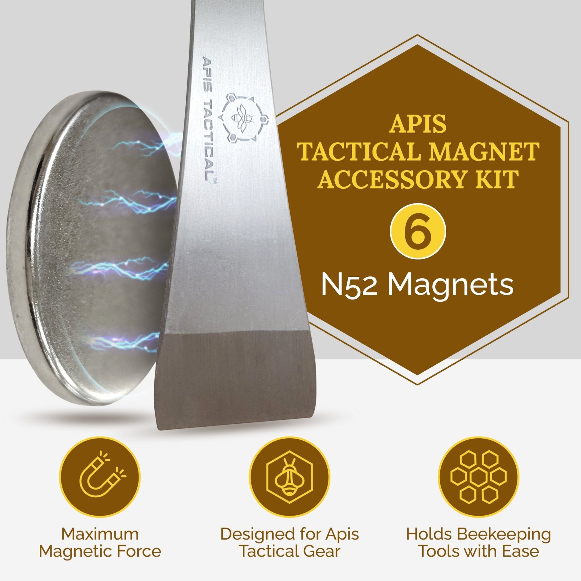 Apis Tactical - Neodymium Magnet Accessory Kit - N52 Small, Circular Magnetic Discs - Strong Magnets 6 Pack - Bitterroot Buzz Bees