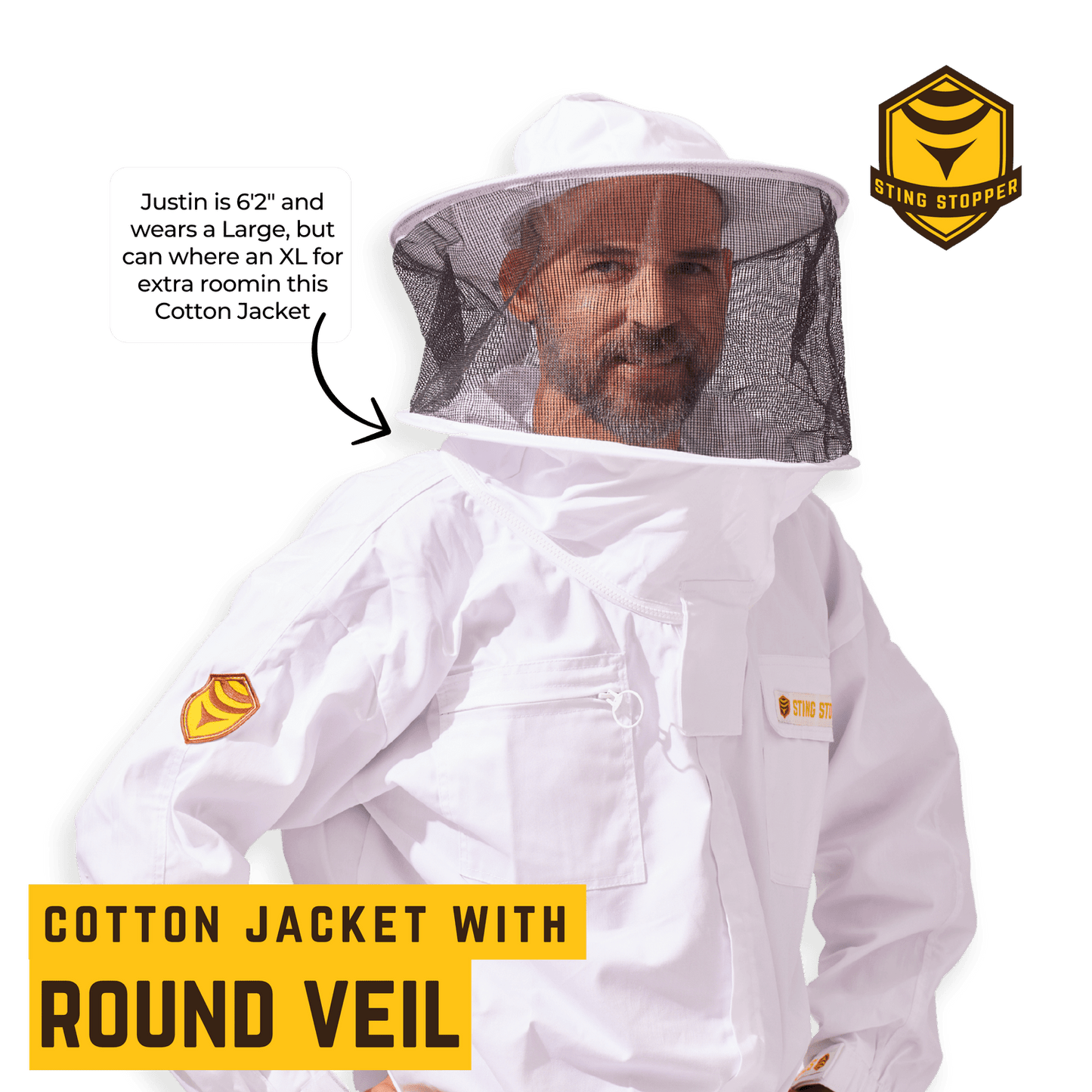 Classic Cotton Beekeeping Jacket with Round Veil - Bitterroot Buzz Bees
