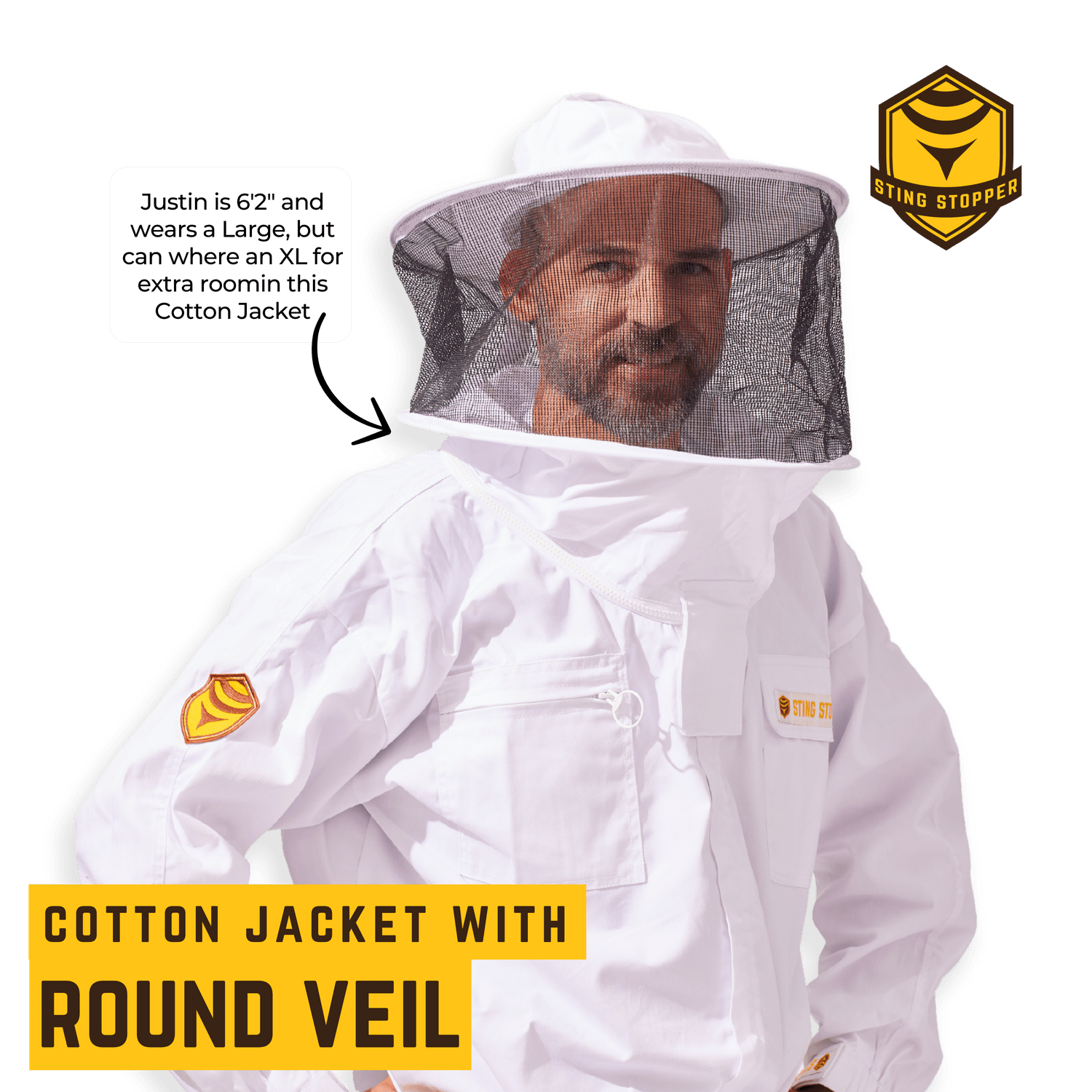 Classic Cotton Beekeeping Jacket with Round Veil - Bitterroot Buzz Bees