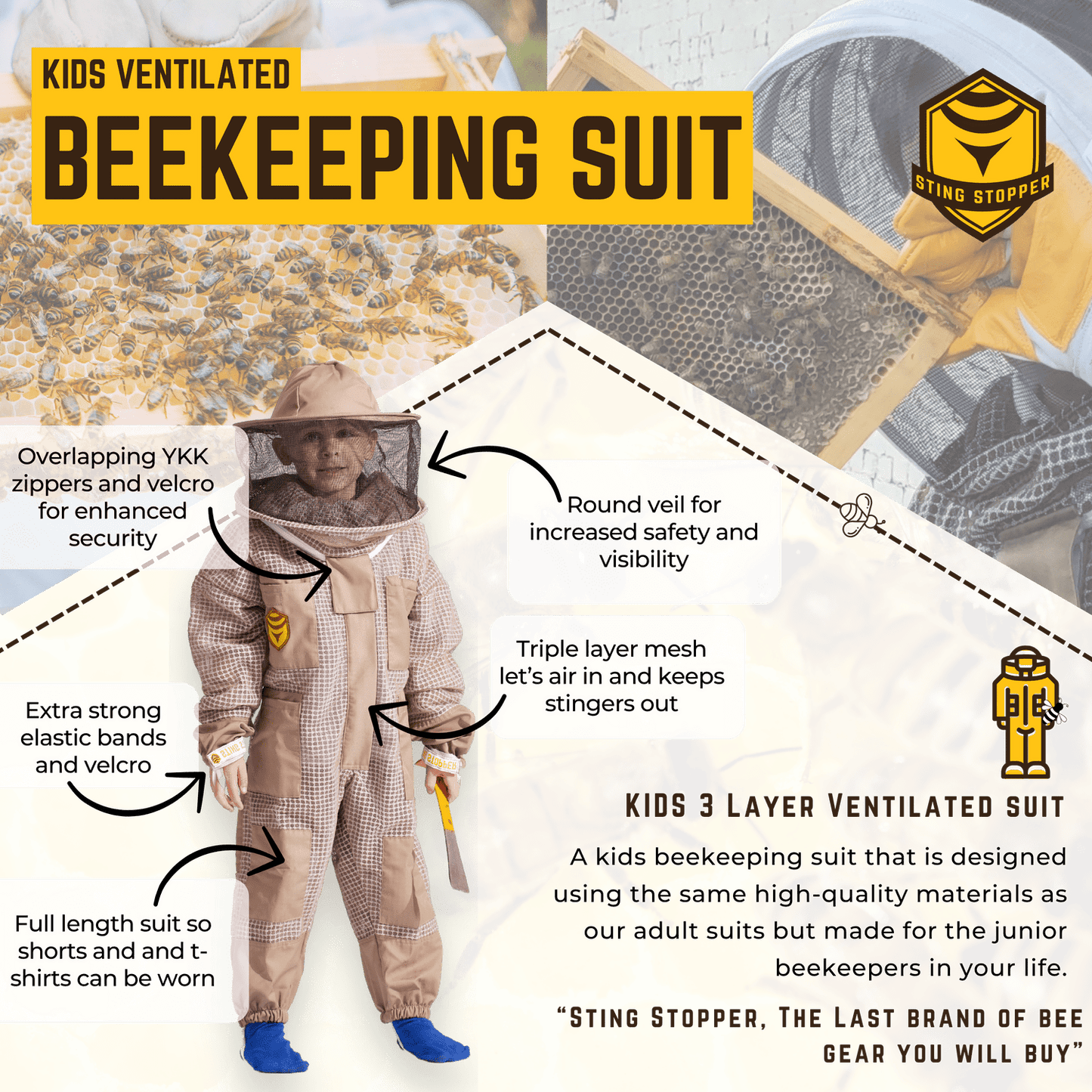 Kids Ventilated Beekeeping Suit - Bitterroot Buzz Bees