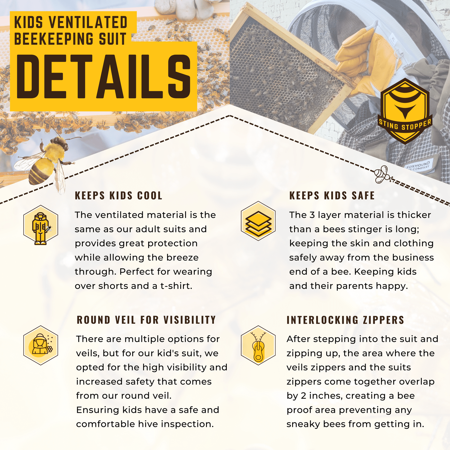 Kids Ventilated Beekeeping Suit - Bitterroot Buzz Bees