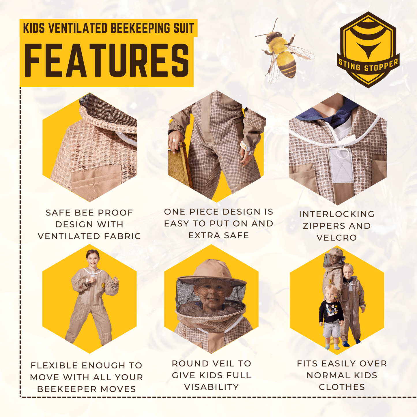 Kids Ventilated Beekeeping Suit - Bitterroot Buzz Bees