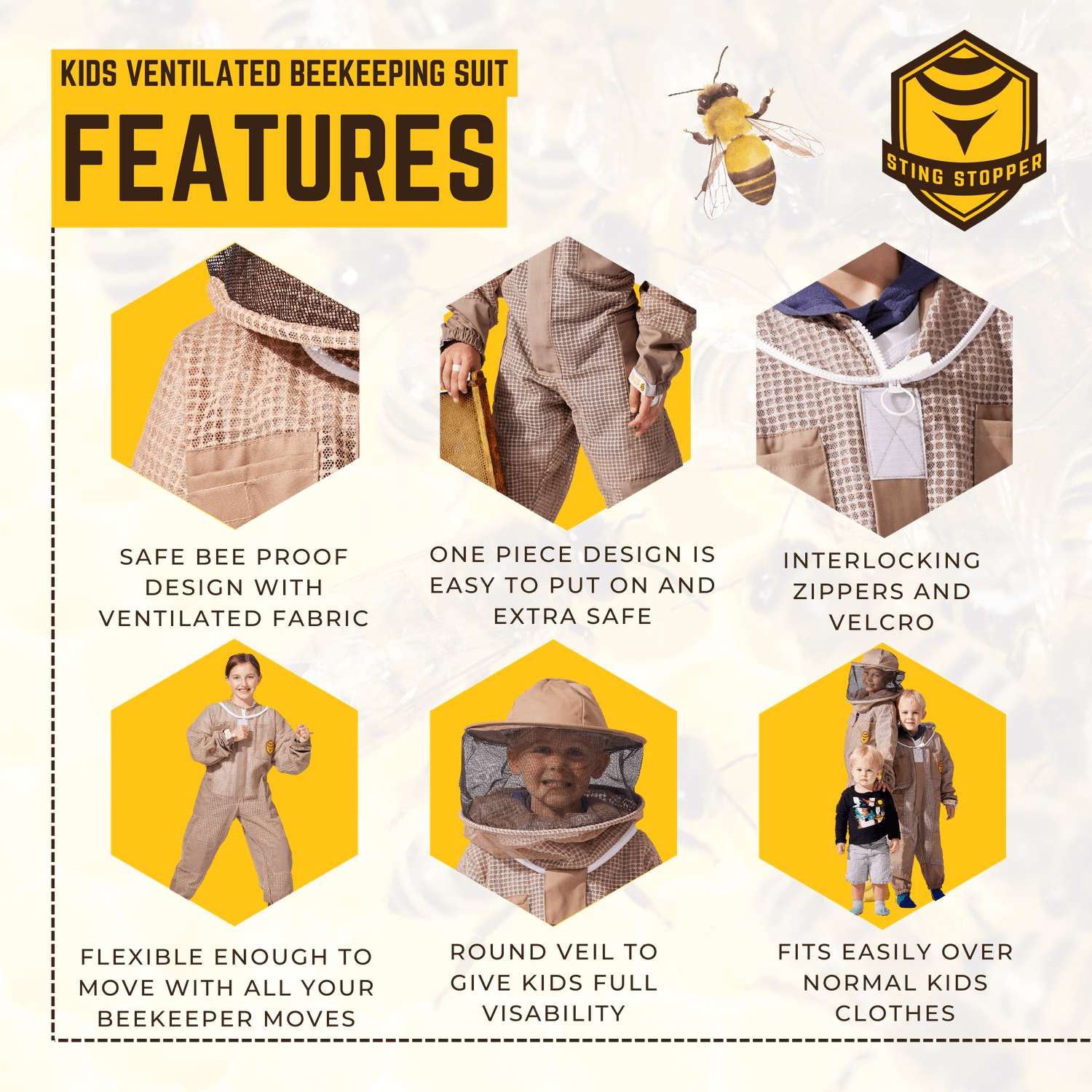 Kids Ventilated Beekeeping Suit - Bitterroot Buzz Bees
