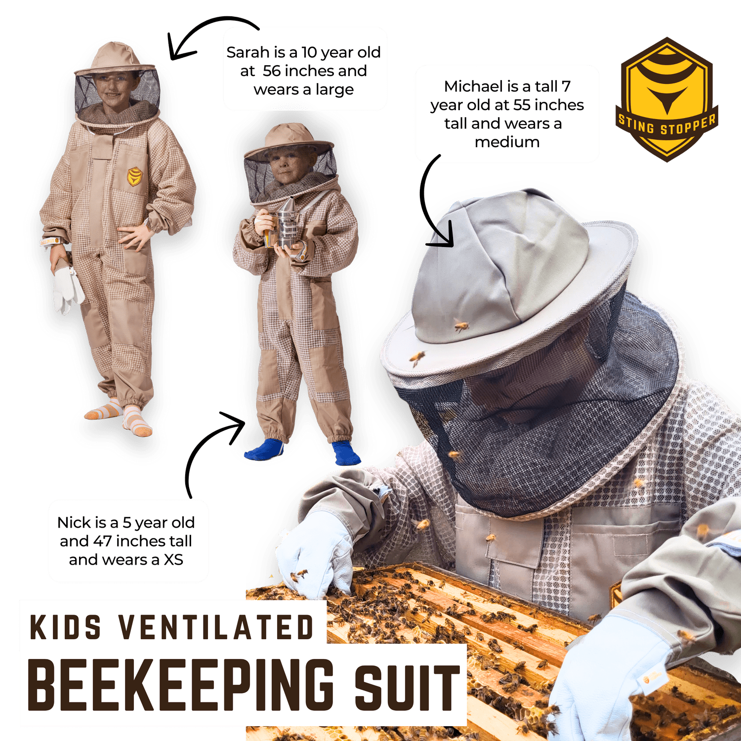 Kids Ventilated Beekeeping Suit - Bitterroot Buzz Bees