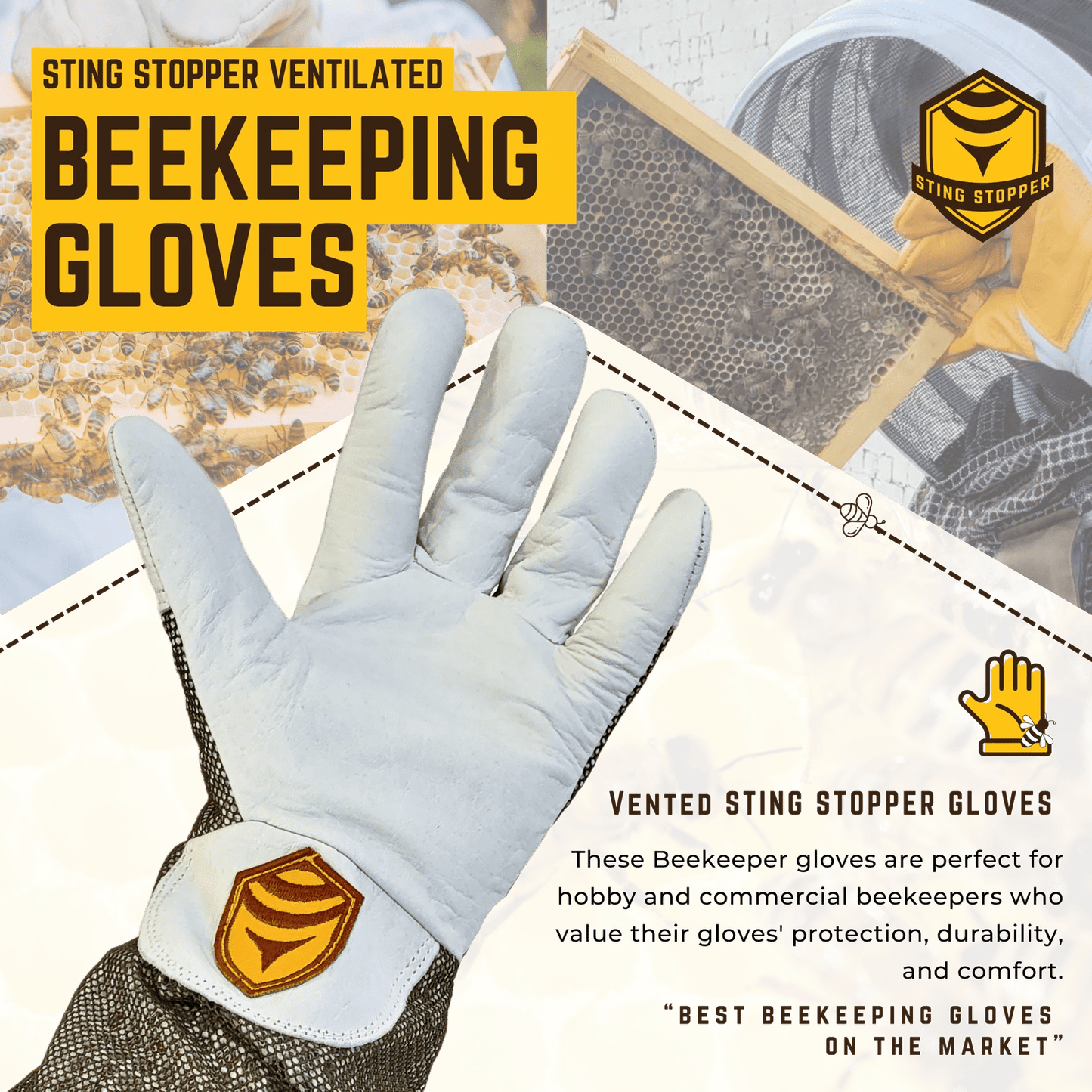 Ventilated Goat Skin Beekeeping Gloves - Bitterroot Buzz Bees